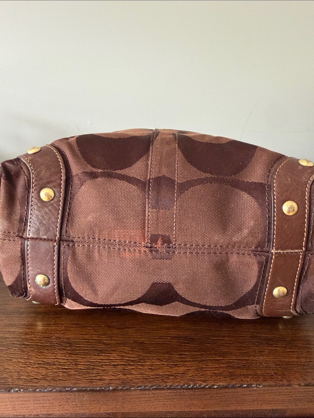 Coach Brown Signature Canvas Hobo Shoulder Bag with Gold Hardware - Picture 5 of 6